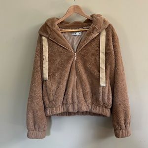 Hellie Faux Furry Bomber Style Jacket - Lined